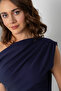 Women's Navy Blue Off-Shoulder Mini Dress - 4