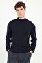 Men's Slim Fit Half Turtleneck Navy Blue Knitwear
