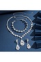Daisy/Flower Motif Zircon Bridal Jewelry Set (Necklace, Earrings, Bracelet)
