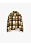 Pocketed Zippered Long Sleeve Comfortable Fit Mock Neck Plaid Plush Cardigan - 3
