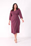 Women's Plum Slim Fit Double-Breasted Collar Bead Embroidery Plus Size Midi Dress - 2