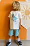 Boy's Shorts Set Console King Gamer Dinosaur Printed 2-6 Years Old, Cream