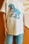 Boy's Shorts Set Console King Gamer Dinosaur Printed 2-6 Years Old, Cream - 3