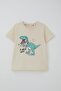 Boy's Shorts Set Console King Gamer Dinosaur Printed 2-6 Years Old, Cream - 6
