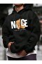 Unisex Black Oversized Hooded 100% Cotton 3 Thread B Printed Hoodie Wide Size