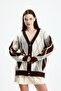 Fleece-Lined Coffee Cardigans with Baklava Pattern - 7