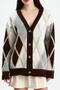 Fleece-Lined Coffee Cardigans with Baklava Pattern - 2