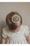 Cream Salmon Hairless Baby Hair Clip, Cute Linen Floral Figured Hairless Baby Hair Clip