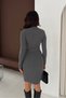 Premium Yarn Mini Size D Mock Neck Half Placket Button Knitwear Dress Aw25El0026 - 3