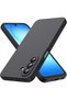 Samsung Galaxy A17 Compatible Silicone Case - Pastel Color Tone Flexible Cover with Camera Protection - Black