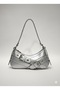 Rocker - Buckle Metal Ring Baguette Bag |   Punk Hobo with Silver Accessories - 3