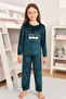 Girl's Velvet Long Sleeve Crew Neck Flower Pattern Pajamas Set - 2