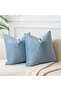Light Blue Velvet Throw Pillow Covers 20x20in Set of 2