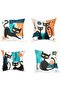 Black Cat Pillow Covers 16x16 Set of 4