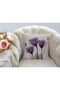 Throw Pillow Covers Set of 4 Purple Flower 18x18 inch Linen Cushion Covers - 2