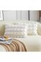 Faux Fur Plush Throw Pillow Covers 12x20 in Set of 2 (Cream White)