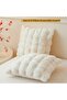 2 Pack Fluffy Faux Rabbit Fur Pillow Covers 18x18 – Bubble Waffle, Ivory Beige - 2