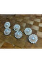 Stone Button 34 Size (20.5mm) Gold - 5 Pieces with Flowers (1204)
