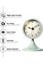 Bathroom Cute Analog Retro Alarm Clock, Small Silent Metal Desk Clock with Light (Green) - 5