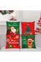 Set of 4 Christmas Pillowcases 18x18 in Linen Holiday Throw Cushion Covers - 2
