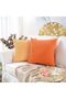 Pack of 2 Corduroy Decorative Throw Pillow Covers 45x45 cm (Striped Orange) - 5