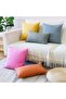 2 Pieces Cushion Covers, 45 x 45 cm, Blue Linen, Modern, Solid Pattern - 5
