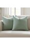 Set of 2 Sage Green 18 x 18 Inch Linen Pillow Covers - Farmhouse Boho Decorative