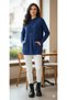 Parliament Blue Hooded Lace-Up Pocket Detailed Standard Size Knitwear Sweater