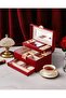 Jewelry Box, 3-Layer Leather Jewelry Storage Box (Red) - 7