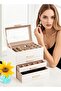 5-Layer Jewelry Box with Glass Lid, 4 Drawers (White) - 7