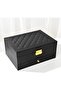 2-Layer Jewelry Box PU Leather Organizer with Lock & Drawer (Black) - 5