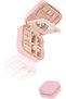 Portable Travel Velvet Jewelry Box with Mirror (Pink)