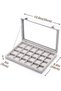 24-Grids Velvet Jewelry Box with Glass Lid, 35 x 24 x 5 cm - 7