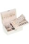 Jewelry Box Organizer for Women Girls, 2-Layer Travel PU Leather Jewelry Storage Case (White)