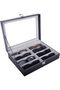 Leather 8-Piece Eyeglasses & Sunglasses Display Case Organizer (Black)