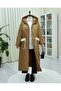 Pocketed Hooded Zippered Lined Long Quilted Coat - Tan - 4