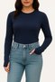 Cotton Woven Women's Crew Neck Black Basic T-Shirt with Finger Loop Body and Finger Detail - 3