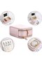 Travel Jewelry Box Organizer with Mirror, PU Leather, Pink - 4