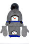3-6 Years Old Penguin Figured Knitted Children's Scarf, Fleece Inside, Knitted Children's Scarf, Beanie and Gloves 3-Piece Set - 6