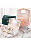 Small Travel Jewelry Organizer Box (White) – 2-Layer Leather Organizer with Mirror - 7