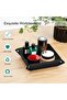 Leather Valet Tray - Desk Bedside Catchall Organizer with Brass Snaps, Black - 5