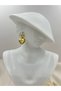 Gold Color Heart Detailed Dangle Hoop Earrings – Elegant and Shiny Steel Earring Model - 3
