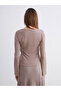 Beige V-Neck Textured Women's Cardigan - 4