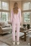 Women's Pink Hooded Tracksuit Set Kangaroo Pocket Sweatshirt Jogger Bottom Two-Piece Set Daily Casual - 6