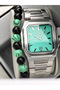 With Calendar, Men's Wristwatch, Silver Steel Band, Turquoise Dial, Stylish Design Bracelet Gift - 3
