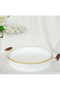 White Gold Detailed Country Style Tray Wooden Handle 35 cm Large Size - 4