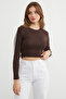 Crew Neck Sleeves Piped Detail Crop Body - 5