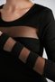 Women's Long Sleeve Winter Stylish Dress with Tulle Detail on the Sleeves and Neckline - 2