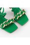 Women's Green Gold Chain Detailed Ankle Strap Thin Heeled Evening Dress Sandals - 4