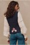 Women's Black Breast-Tied Embroidered Cotton Vest - 4